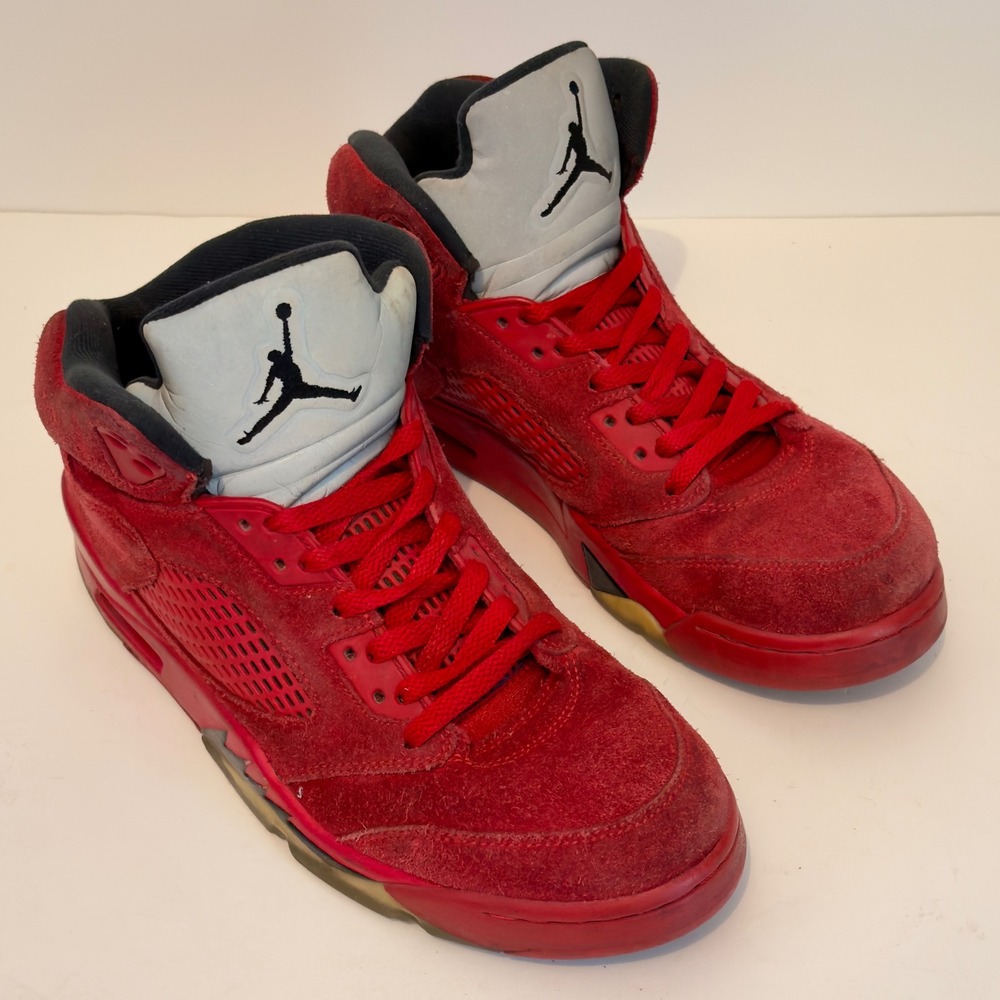 Air Jordan 5 Retro Red Suede 2017 136027-602 Red Black Men's Size 9 Shoes
